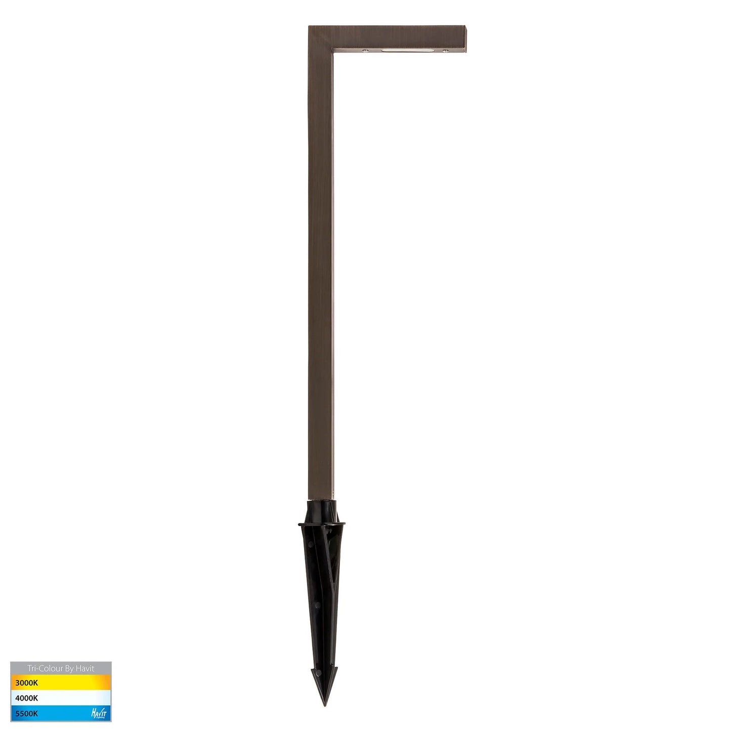Nedia Square 7w Tri Colour Aluminium Black, Antique Brass, Stainless Steel Garden Spike Light HV1459T - BLK - Mases LightingMartec