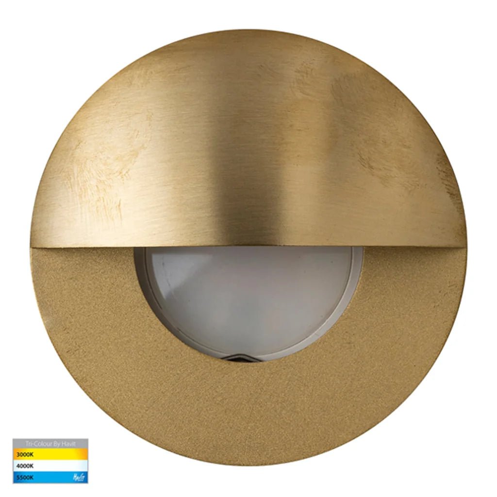 Ollo LED Step Light with Eyelid TRI Colour 5w in BLK/SS316/CP/AB/BR/GPH Havit Lighting - HV19012T - Mases LightingHavit Lighting