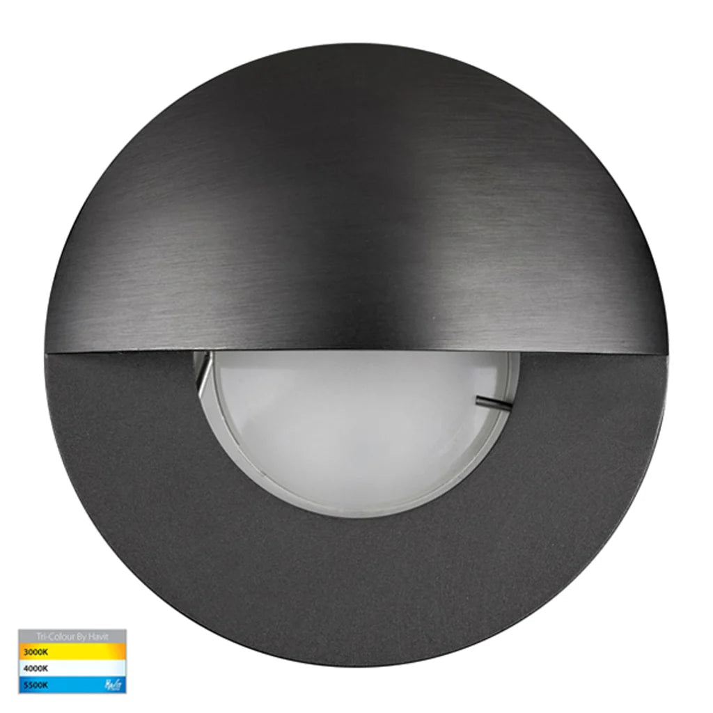 Ollo LED Step Light with Eyelid TRI Colour 5w in BLK/SS316/CP/AB/BR/GPH Havit Lighting - HV19012T