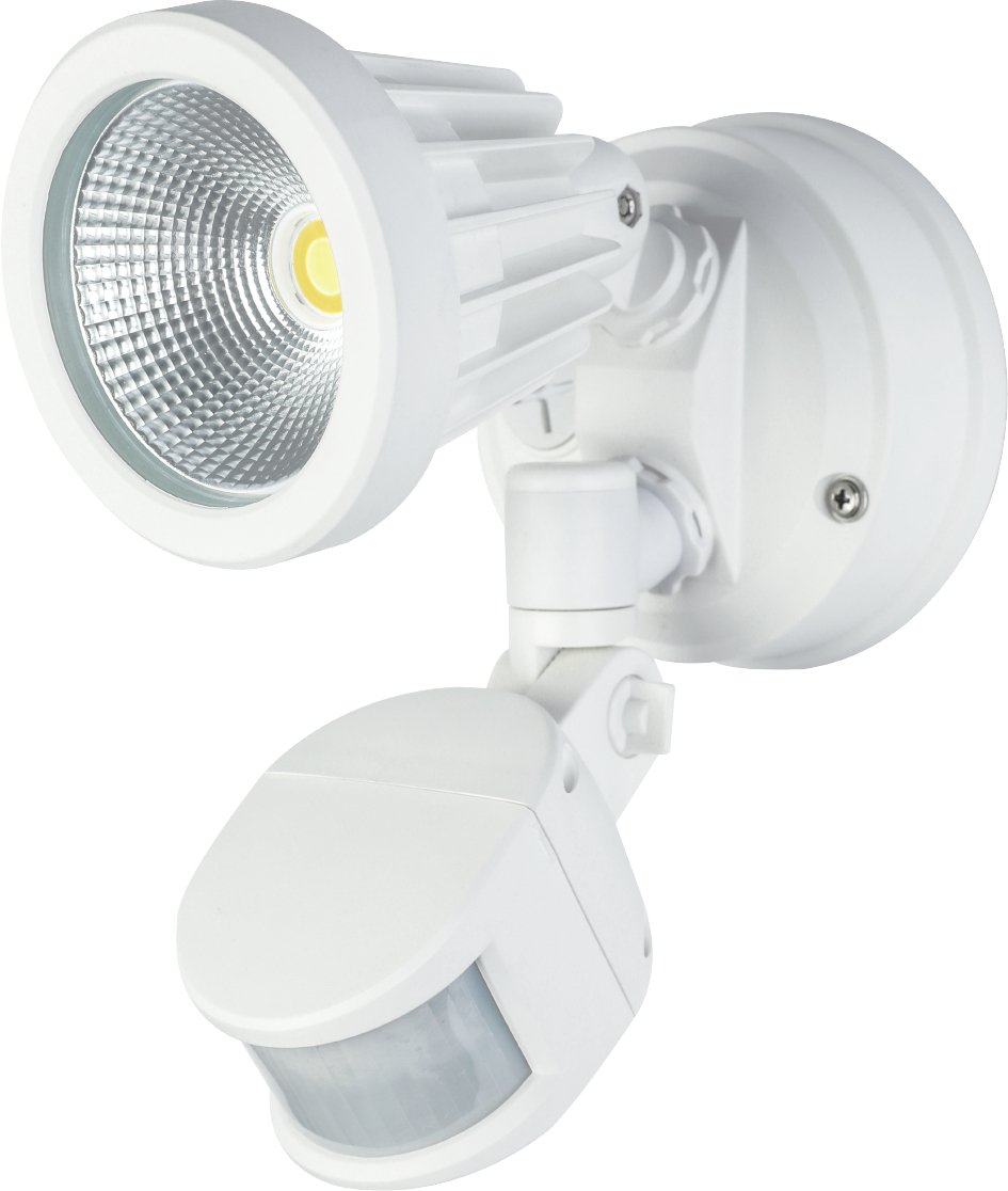 PHL Zip Tri-Colour 15W LED Single Adjustable Spotlight With Sensor IP65 - White - Mases LightingPHL