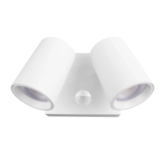 PHL4282SQ Lux 16W x2 Double LED Floodlight with Sensor in White or Black - Mases LightingPHL