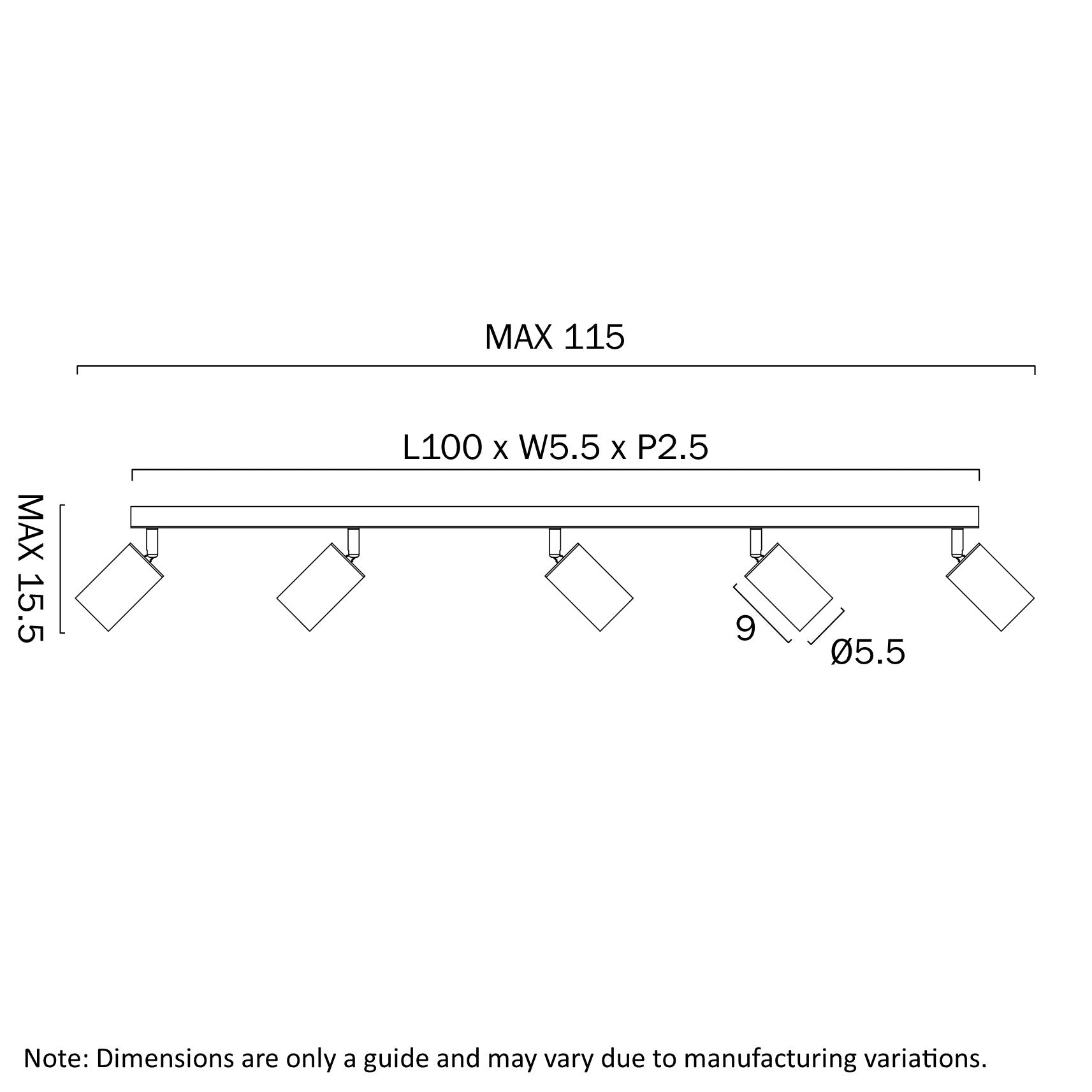 Picard 1 to 5 Light LED Spotlight White or Black / Tri-Colour