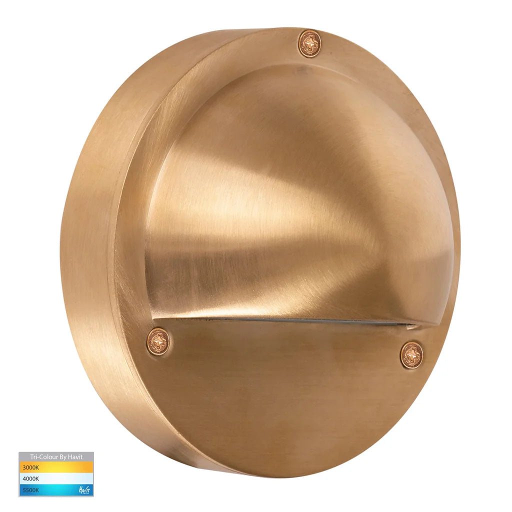 Pinta LED Step Light with Eyelid CCT Solid Brass Havit Lighting - HV2903T-BR, HV2904T-BR