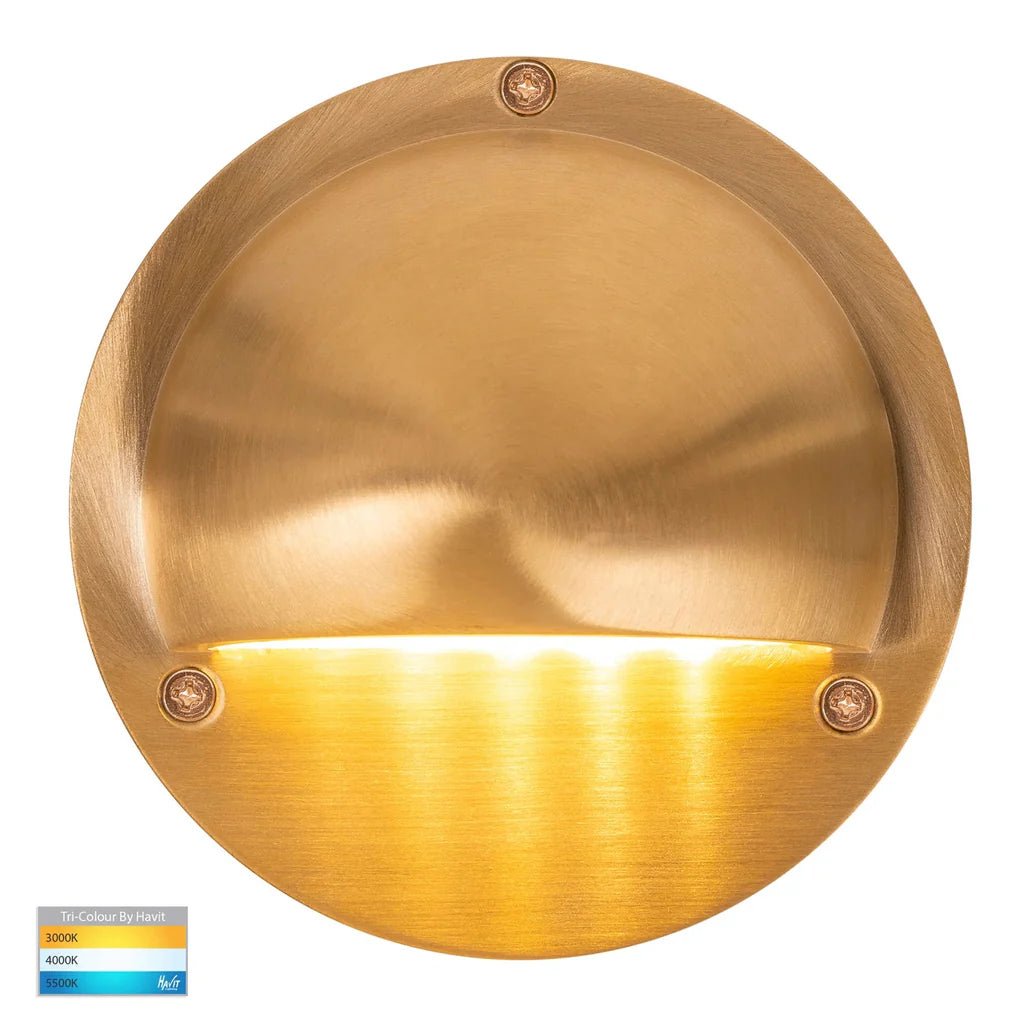 Pinta LED Step Light with Eyelid CCT Solid Brass Havit Lighting - HV2903T-BR, HV2904T-BR