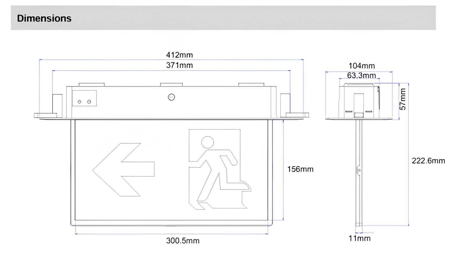 Reech LED Emergency Exit Light Surface-Mount & Rod - Mases LightingReechlighting