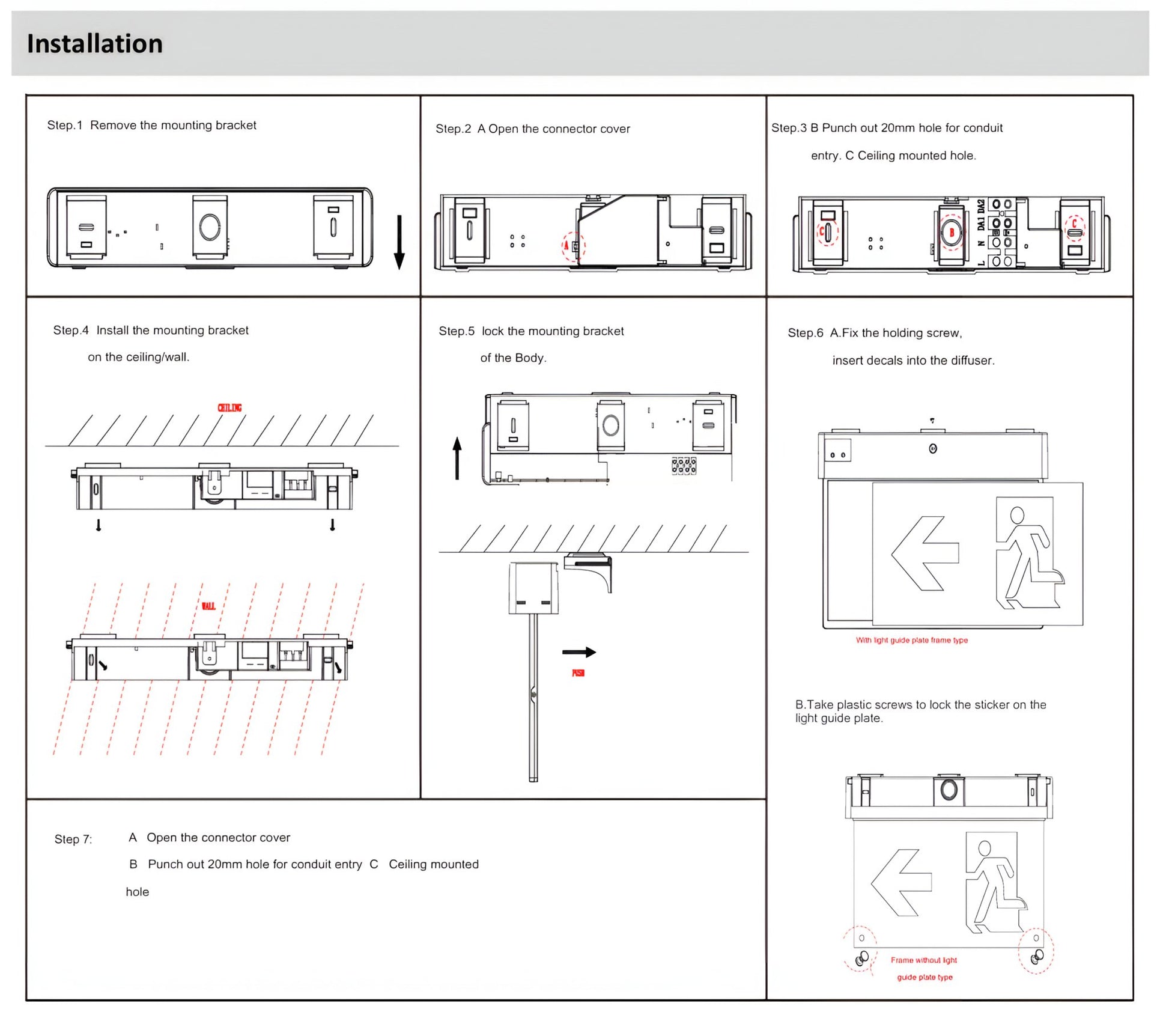 Reech LED Emergency Exit Light Surface-Mount Wall & Ceiling - Mases LightingReechlighting