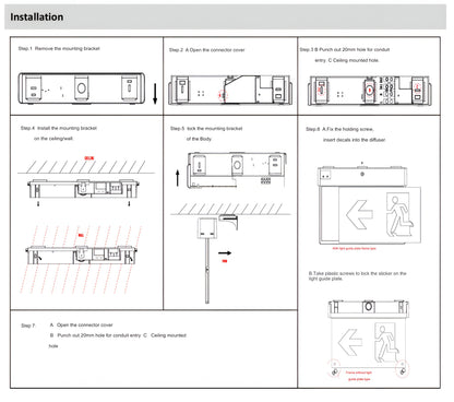 Reech LED Emergency Exit Light Surface-Mount Wall & Ceiling - Mases LightingReechlighting