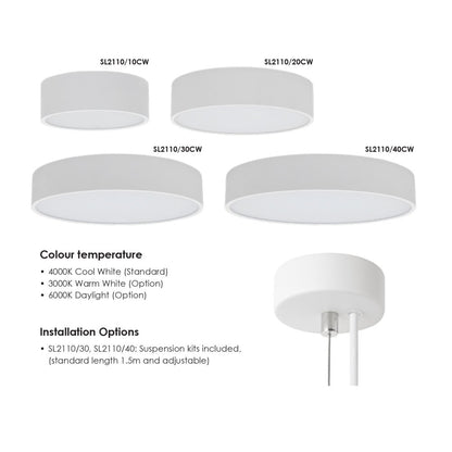 SAL Flat 18W LED Dimmable Low Profile Oyster White / Cool White - SL2110/30CW - Mases LightingSAL