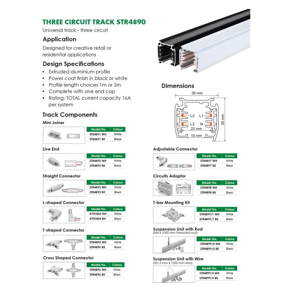 SAL THREE CIRCUIT TRACK STR4890 - Mases LightingSAL