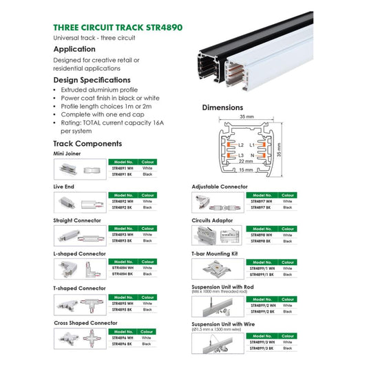 SAL THREE CIRCUIT TRACK STR4890 - Mases LightingSAL