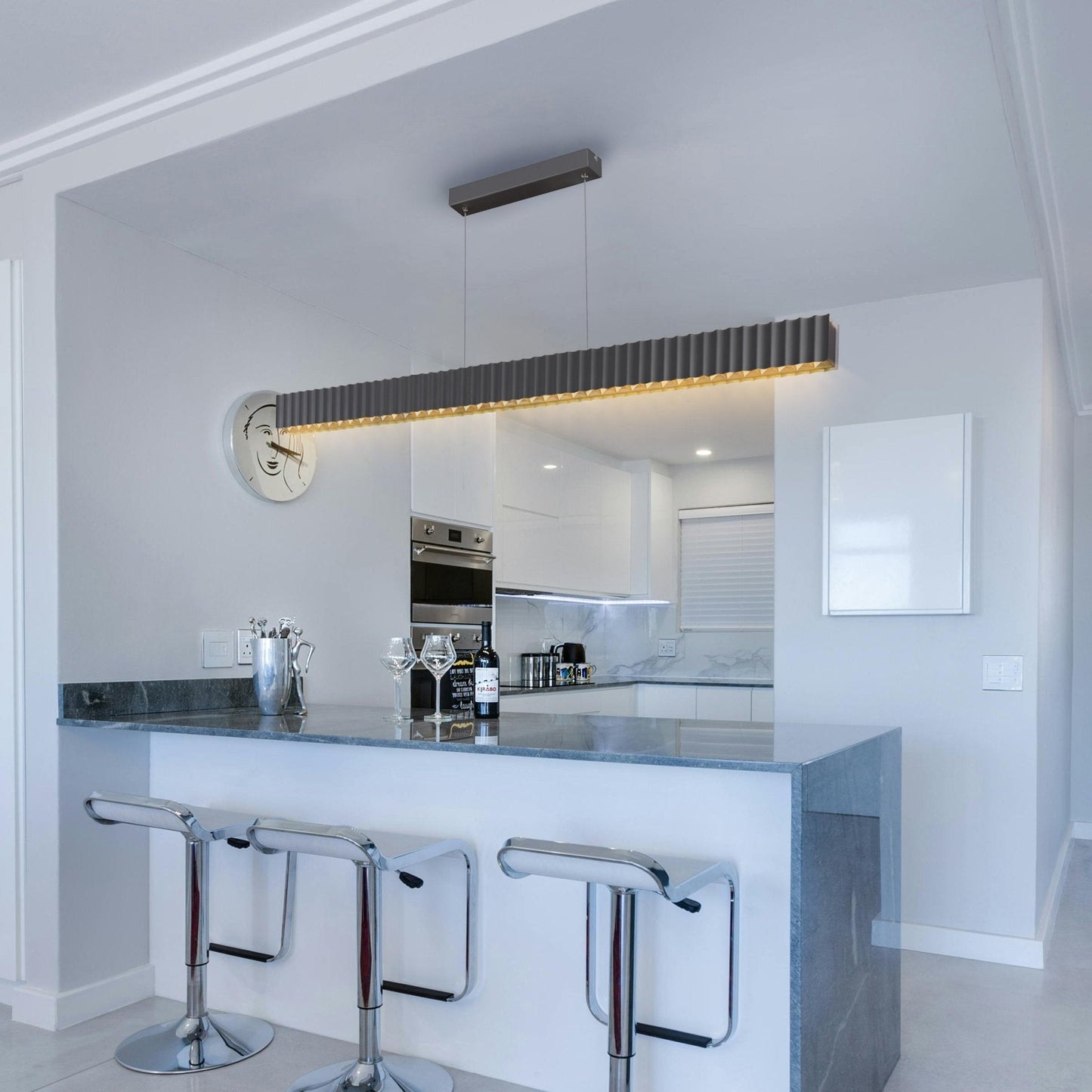 Skyline Brilliance Linear LED Pendant Light 78W 3000K in Black or White or Gold | Lighting Creations