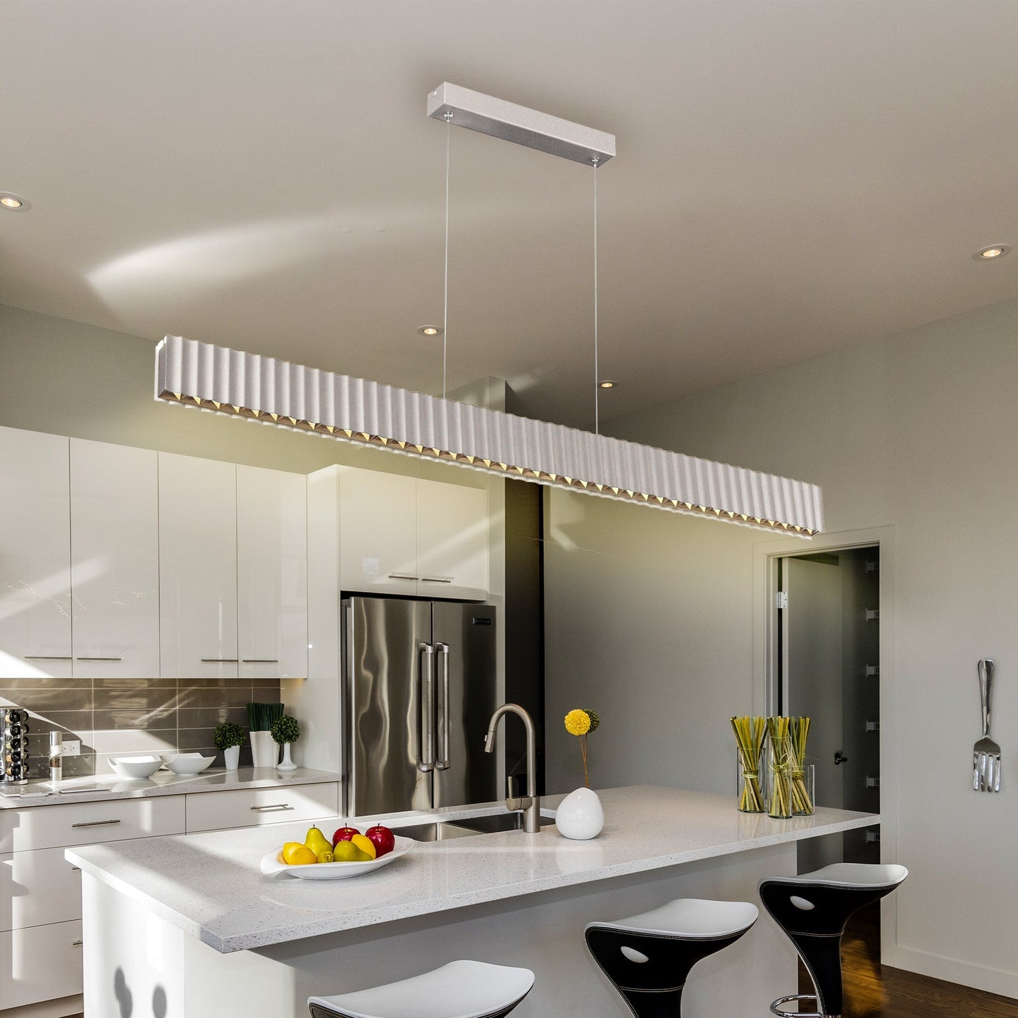 Skyline Brilliance Linear LED Pendant Light 78W 3000K in Black or White or Gold | Lighting Creations
