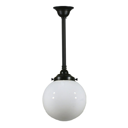 Sphere 8" or 10" or 12" 1 Light ROD Pendant Light - Black/Chrome/Polished Brass/Chrome Retro - Mases LightingLode Lighting