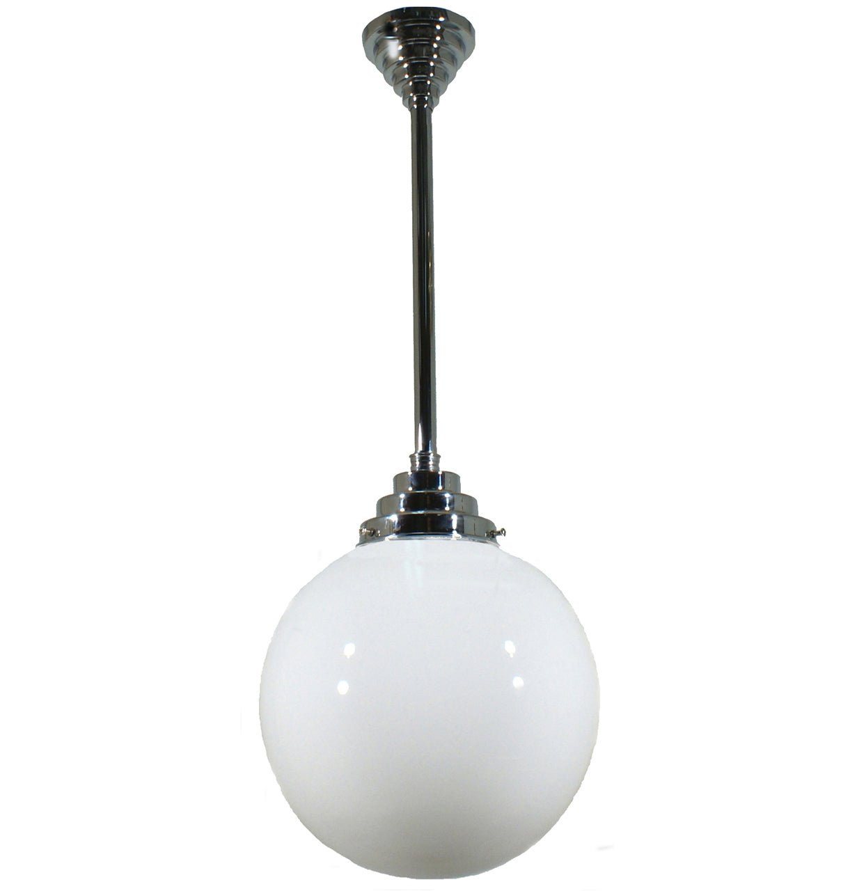 Sphere 8" or 10" or 12" 1 Light ROD Pendant Light - Black/Chrome/Polished Brass/Chrome Retro - Mases LightingLode Lighting