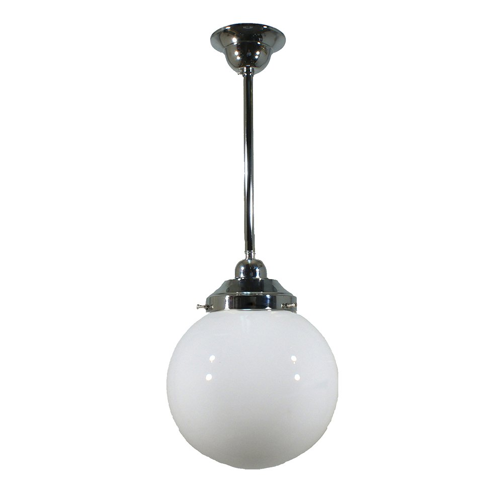 Sphere  8" or 10" or 12" 1 Light ROD Pendant Light - Black/Chrome/Polished Brass/Chrome Retro