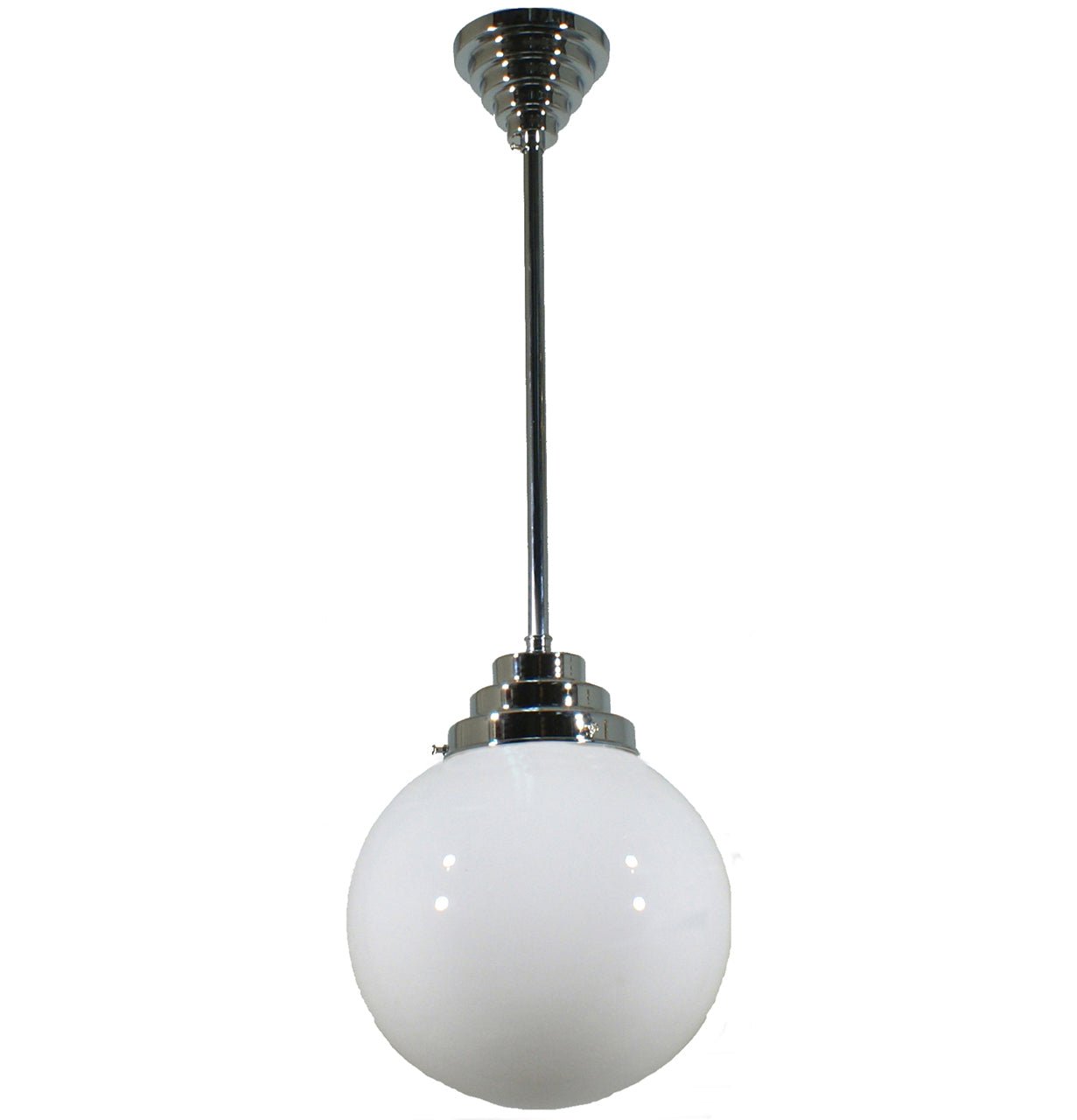 Sphere 8" or 10" or 12" 1 Light ROD Pendant Light - Black/Chrome/Polished Brass/Chrome Retro - Mases LightingLode Lighting