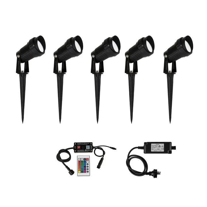 Spitze LED Garden Spike Light Kit RF+WIFI RGBCW in Black Havit Lighting - HV1428RGBCW - KIT - Mases LightingHavit Lighting