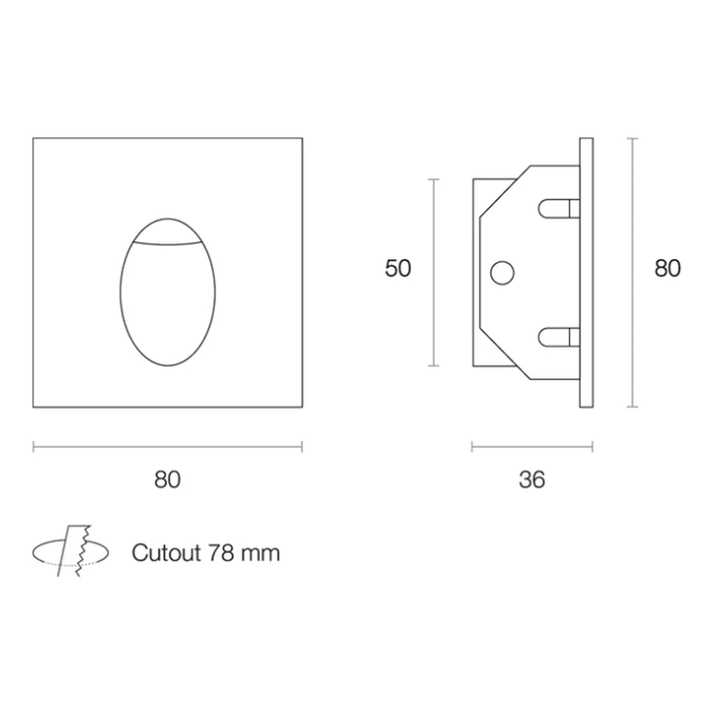 Square LED Step Light 3w 3000k in White or Black