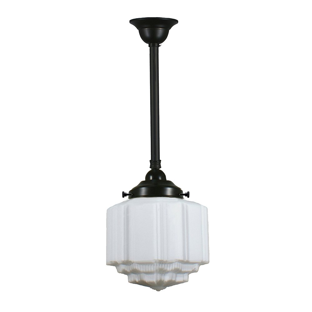 St Kilda 8" 1 Light ROD Pendant Light - Black/Chrome/Polished Brass/Chrome Retro - Mases LightingLode Lighting