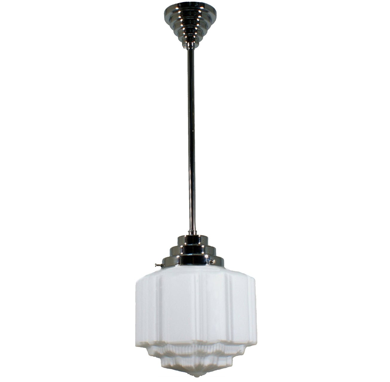 St Kilda 8" 1 Light ROD Pendant Light - Black/Chrome/Polished Brass/Chrome Retro - Mases LightingLode Lighting