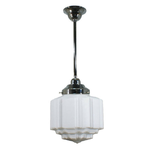 St Kilda 8" 1 Light ROD Pendant Light - Black/Chrome/Polished Brass/Chrome Retro - Mases LightingLode Lighting