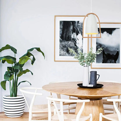 Swing Pendant Light in Oblong, Dome or Ellipse Wood Frame (White or Black) - Mases LightingCLA