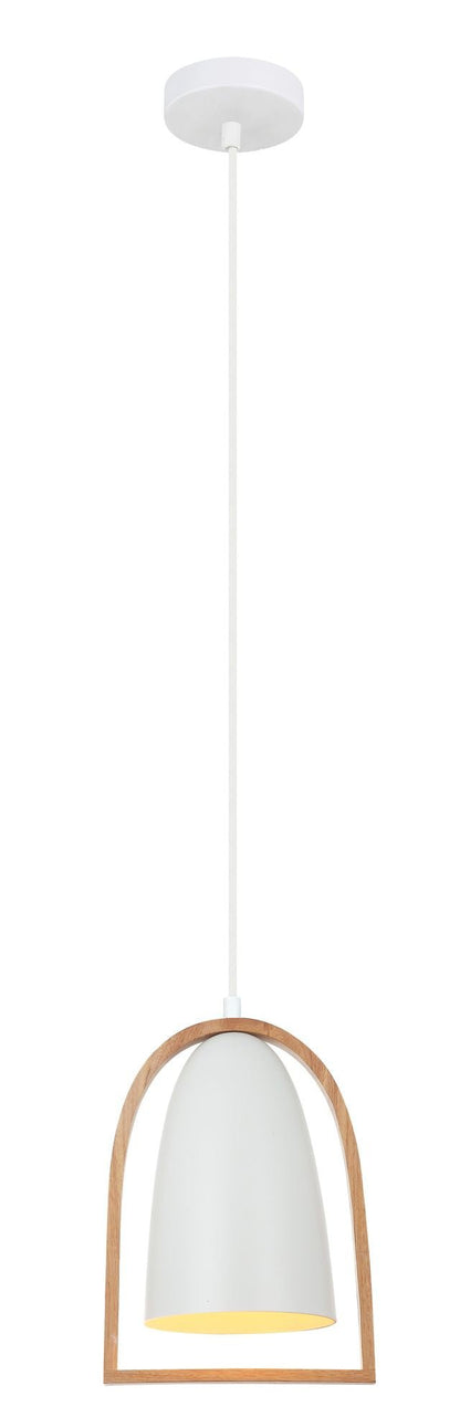 Swing Pendant Light in Oblong, Dome or Ellipse Wood Frame (White or Black) - Mases LightingCLA