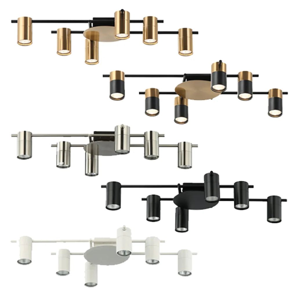 Tache Ceiling Light 6Lt Adjustable Head in Brass, Brass/Black, Chrome, Black or White - Mases LightingCLA