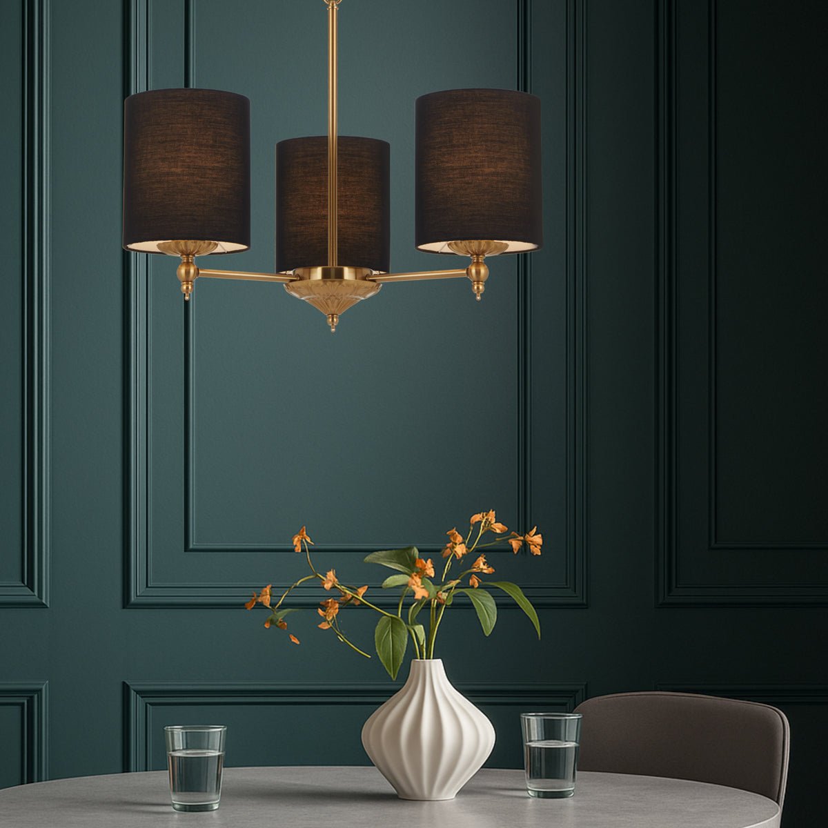 Telbix Argos 3 5 and 8 Light Pendant in Ivory or Black