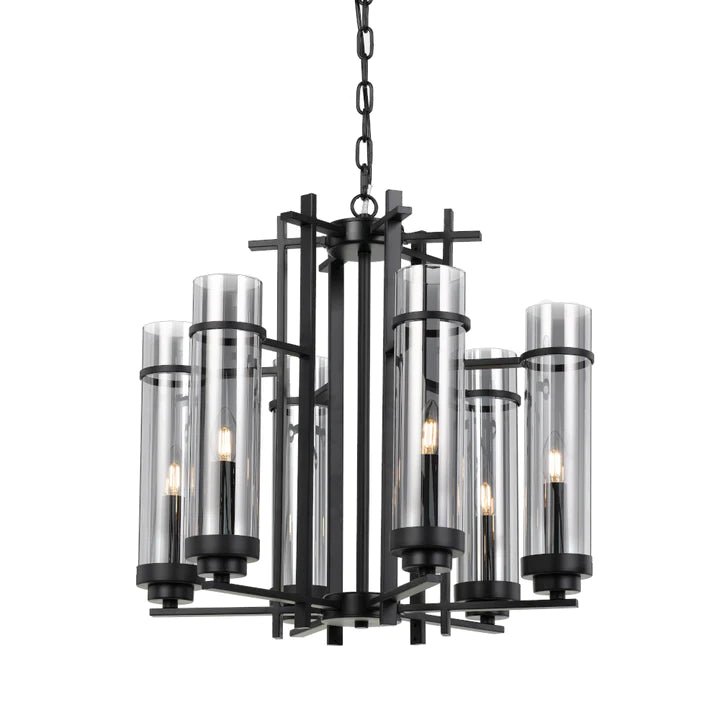 Telbix Burgess 6LT Pendant - Black - Mases LightingTelbix