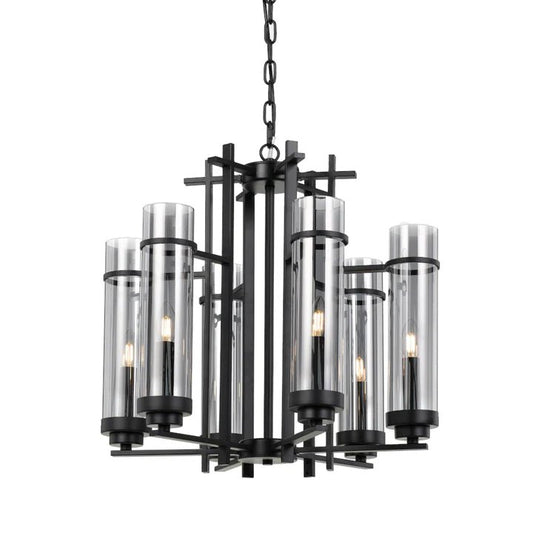 Telbix Burgess 6LT Pendant - Black - Mases LightingTelbix