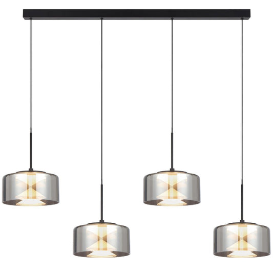 Telbix Cedro 4 Light Bar Pendant Black/Smoke Glass - Mases LightingTelbix