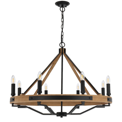 Telbix Darien 8 Light Pendant- Ash Wood - Mases LightingTelbix
