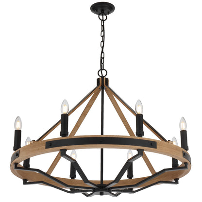 Telbix Darien 8 Light Pendant- Ash Wood - Mases LightingTelbix