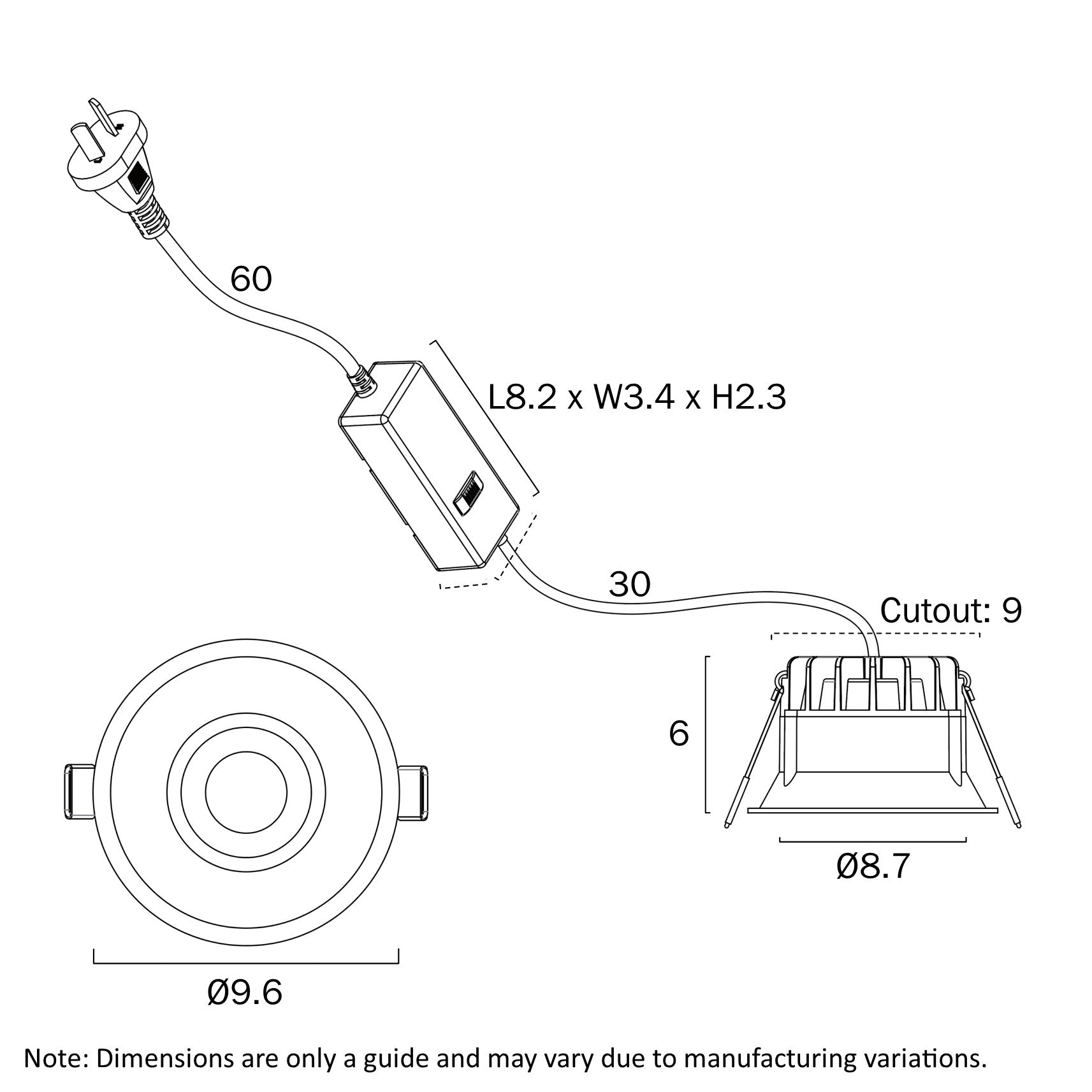 Telbix Econe 96 10W LED Dimmable Downlight White / Tri-Colour - ECONE 96WH-3C