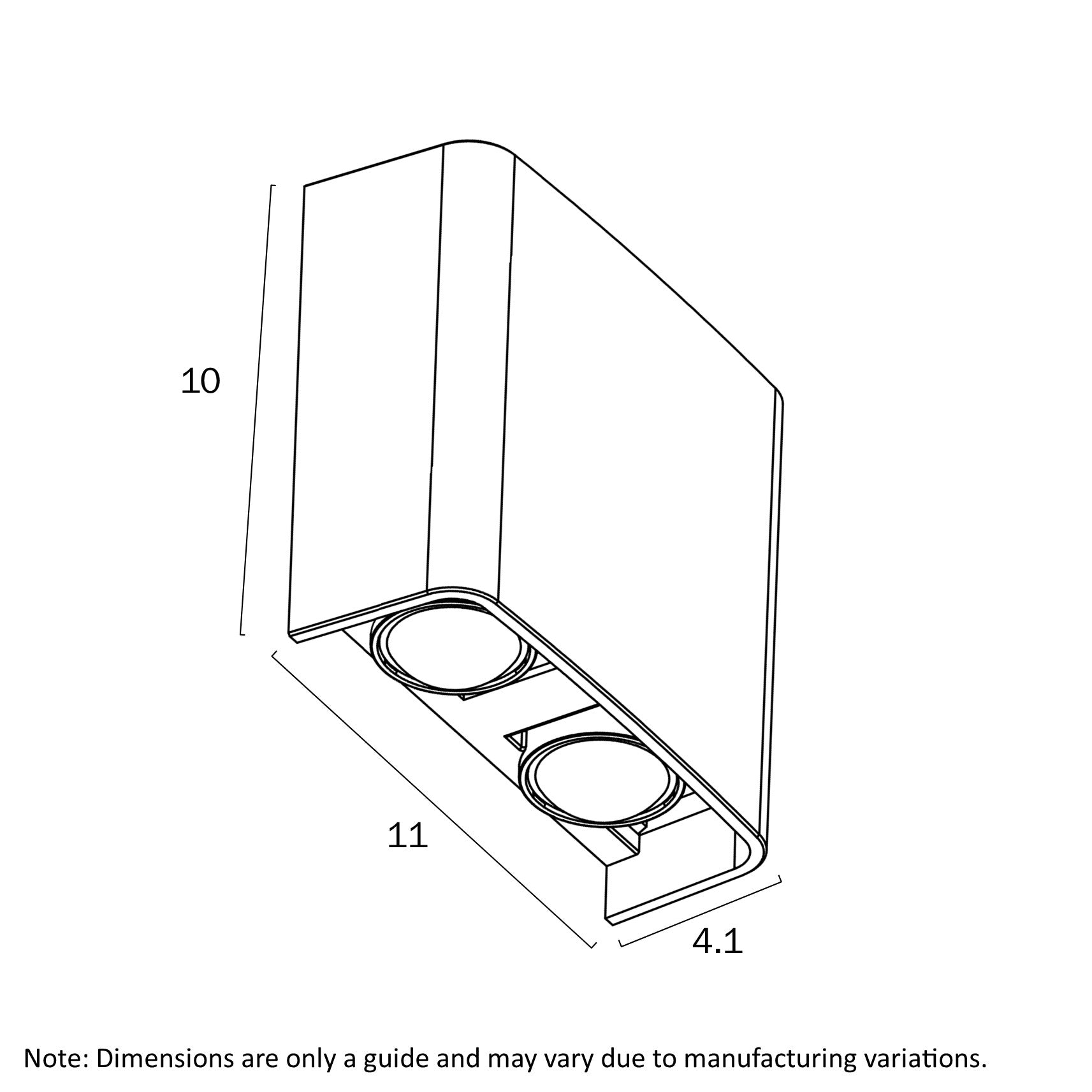 Telbix Eynor 4W LED Up & Down Wall Pillar Light Black / Tri-Colour - EYVOR EXWB4-BK