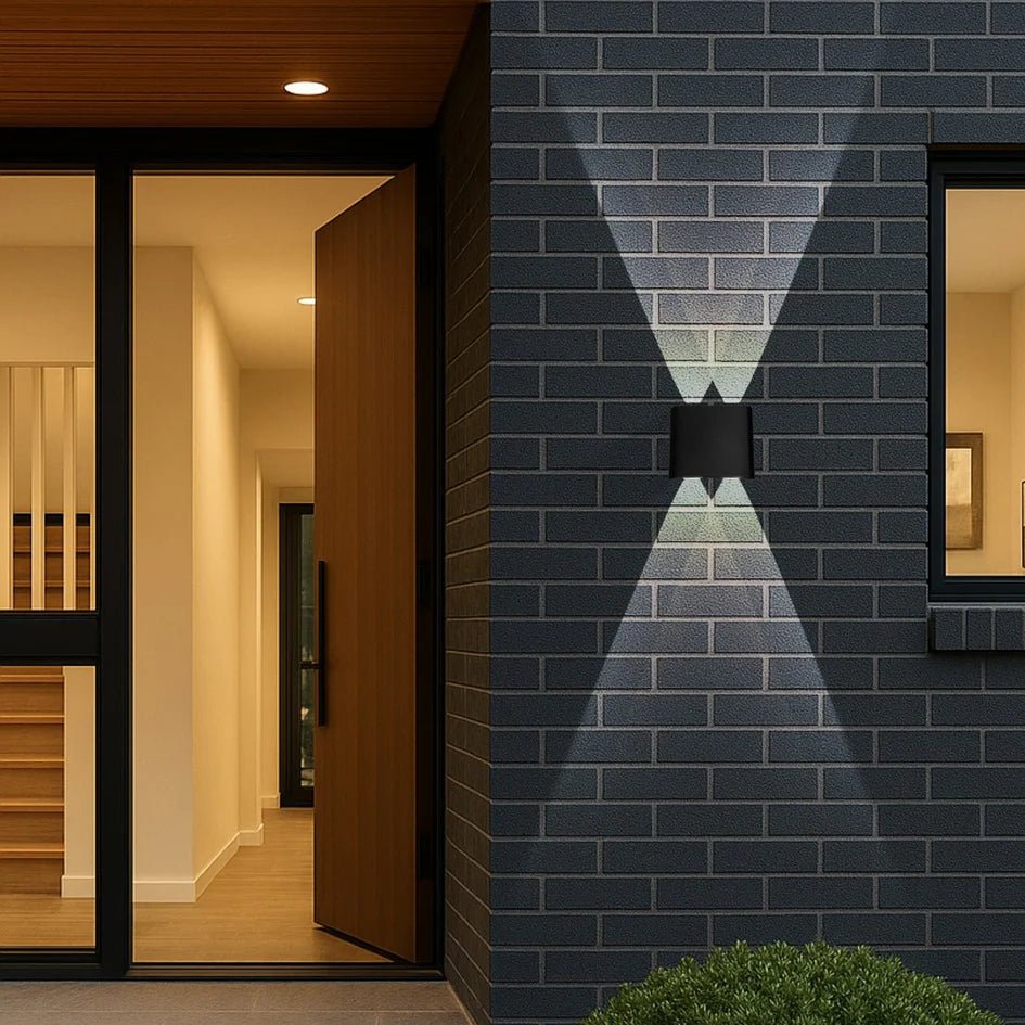 Telbix Eynor 4W LED Up & Down Wall Pillar Light Black / Tri-Colour - EYVOR EXWB4-BK