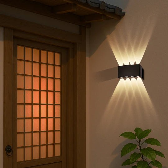 Telbix Eynor 8W LED Up & Down Wall Pillar Light Black / Tri-Colour - EYVOR EXWB8-BK