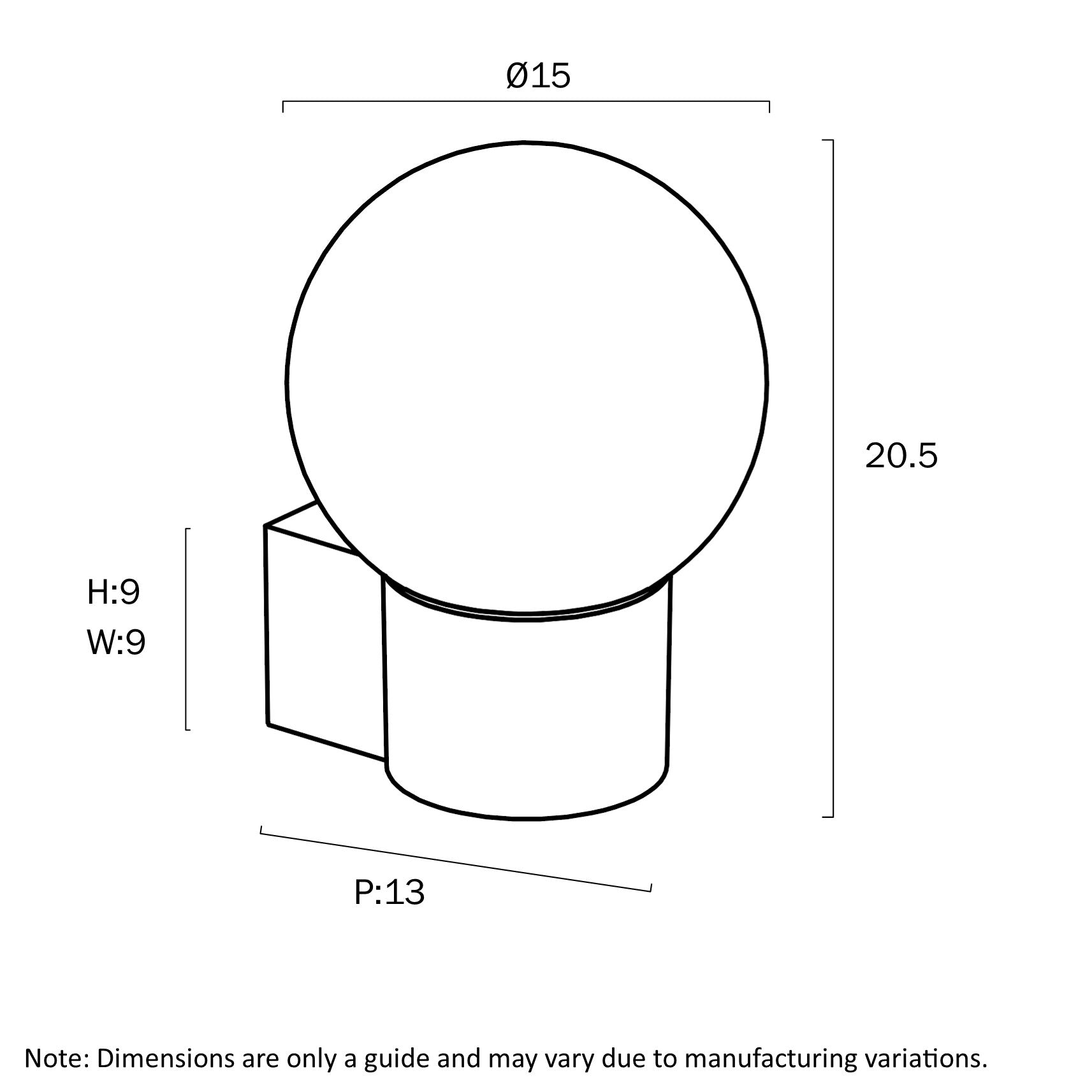 Telbix Gorem Exterior Wall Light Black / Opal Matt