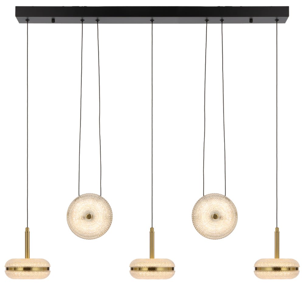 Telbix Govan 5 Light LED Pendant Antique Gold / Warm White - GOVAN PE5B - AG - Mases LightingTelbix