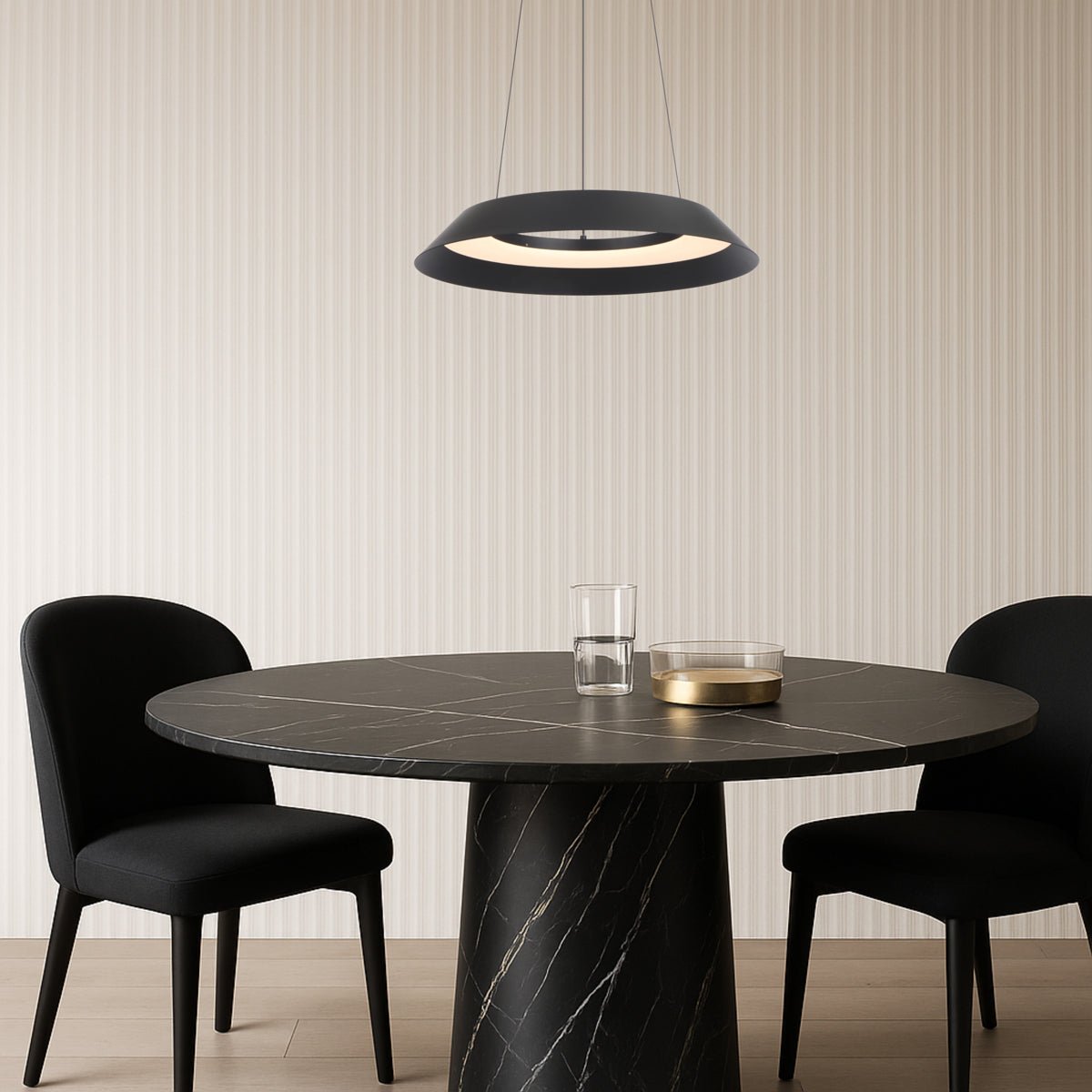 Telbix Hovin Pendant 43CM or 58CM Available in Black or White