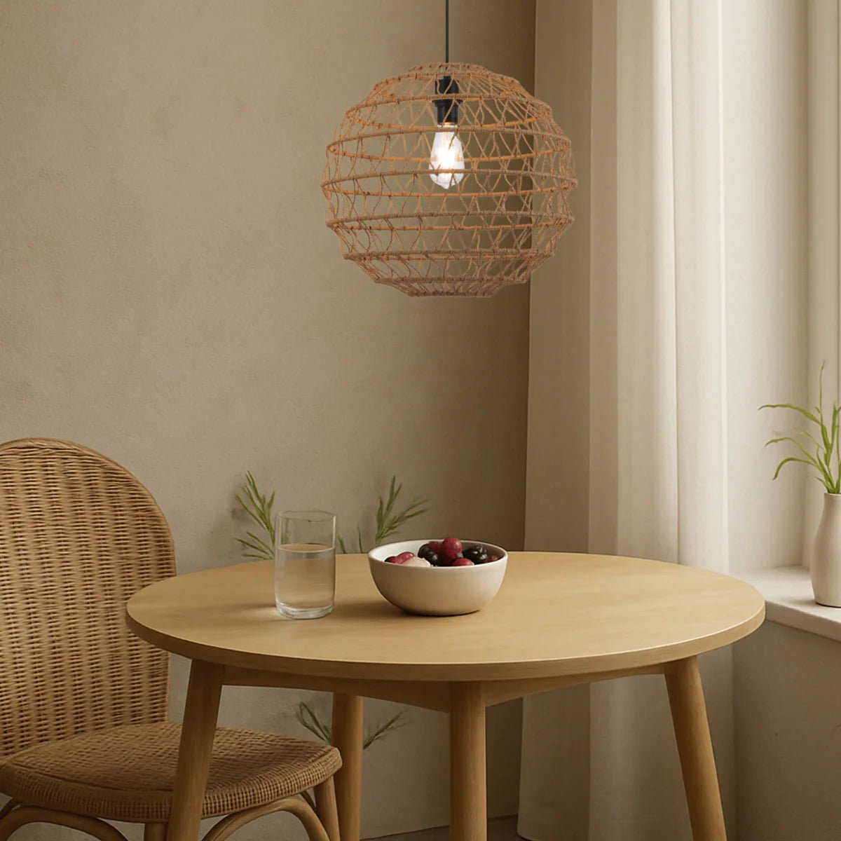 Telbix Ivalo Pendant Light in Black or Natural Colors 45CM 60CM