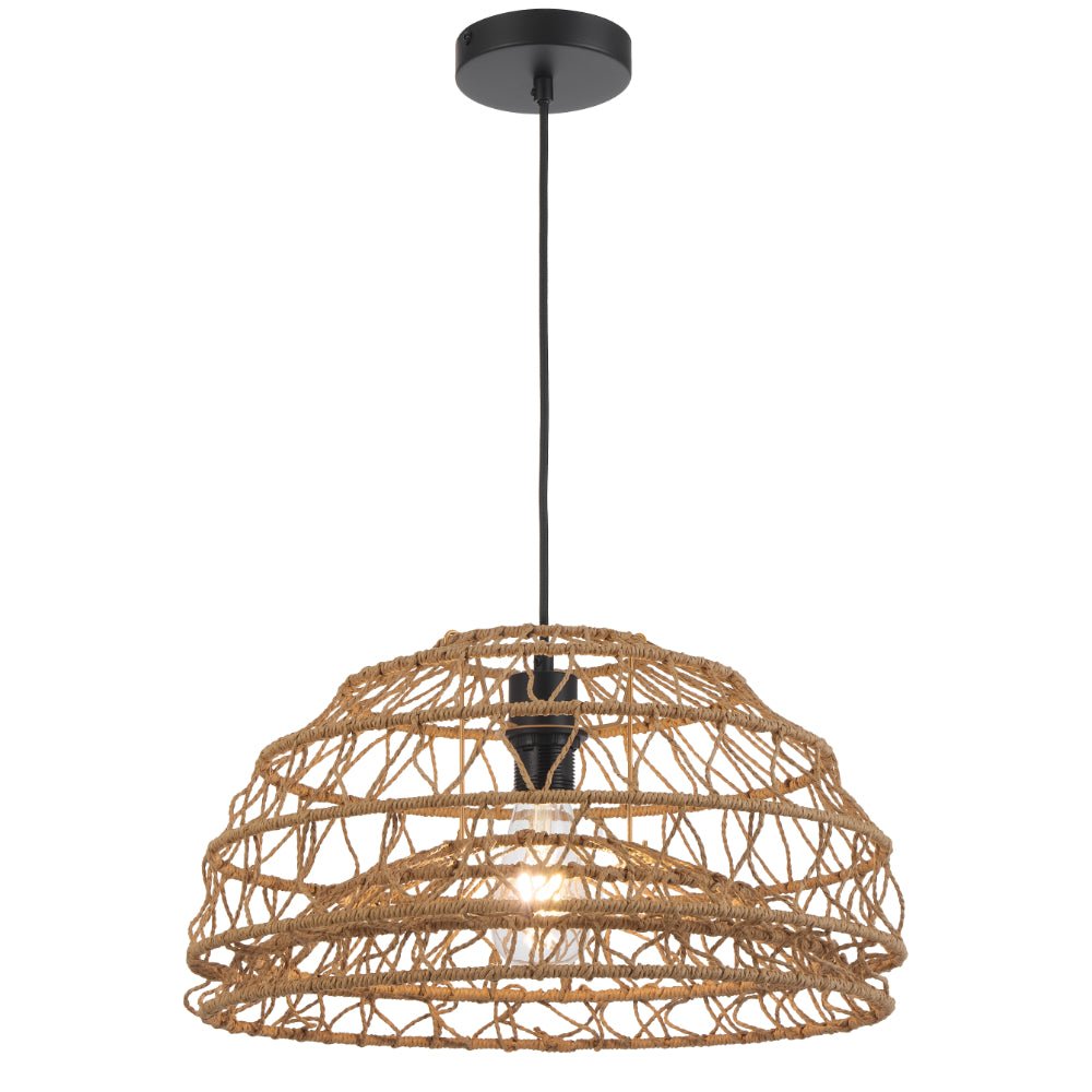 Telbix Ivalo Pendant Light in Black or Natural Colors 45CM 60CM