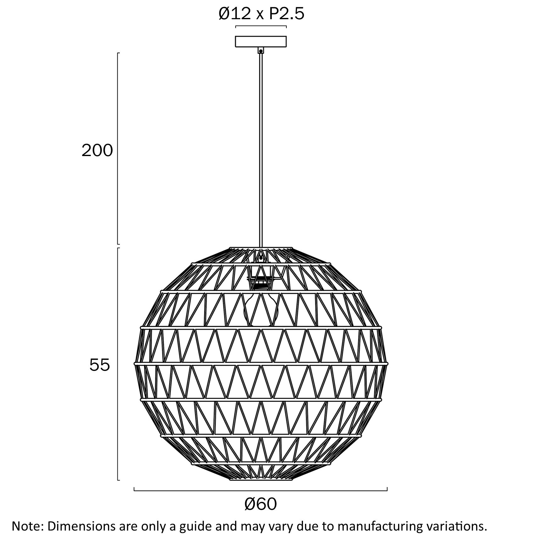 Telbix Ivalo Pendant Light in Black or Natural Colors 45CM 60CM