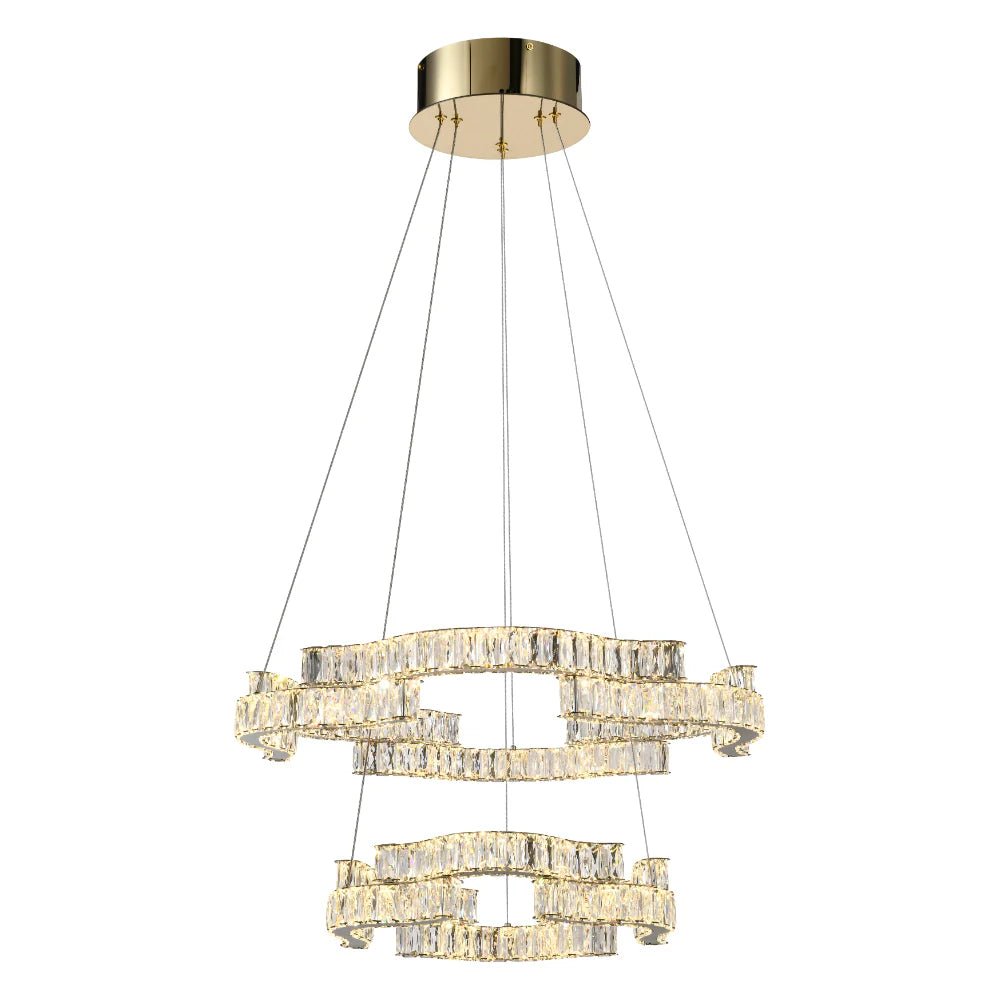 Telbix Jura 2 Tier Crystal Pendant Gold JURA PE2T - GD3C - Mases LightingTelbix