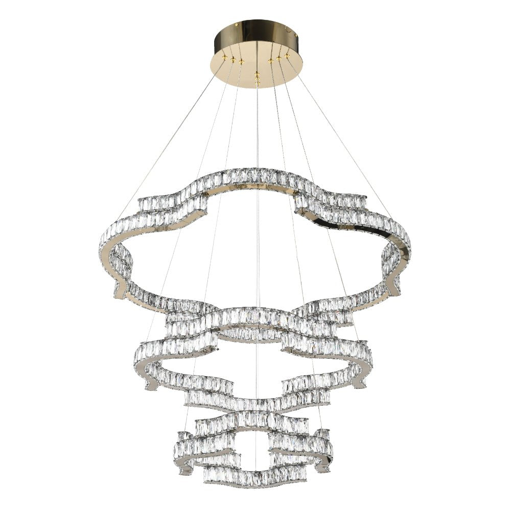 Telbix Jura 3 Tier Crystal Pendant Gold JURA PE3T-GD3C