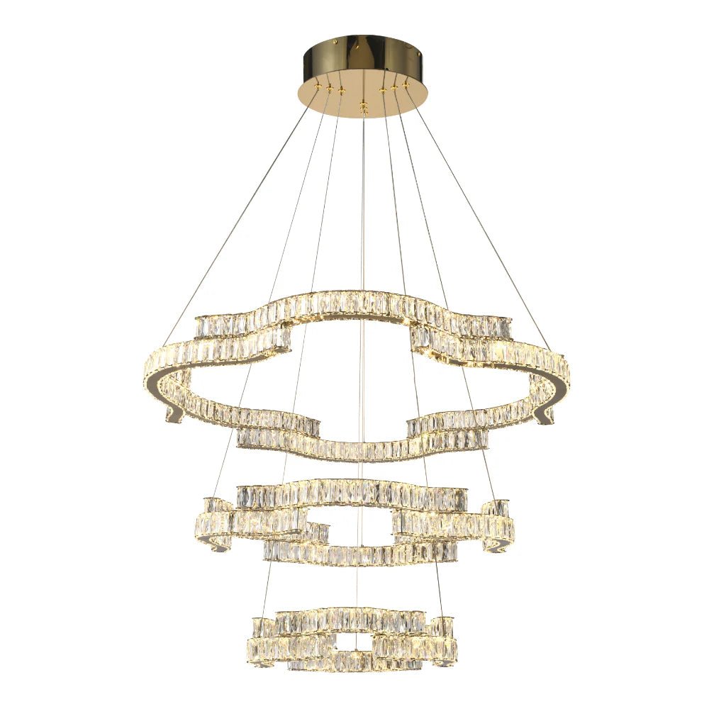 Telbix Jura 3 Tier Crystal Pendant Gold JURA PE3T - GD3C - Mases LightingTelbix