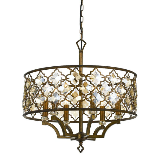 Telbix Mimosa Round 6LT Pendant - Mocha and Crystal/ Round - Mases LightingTelbix