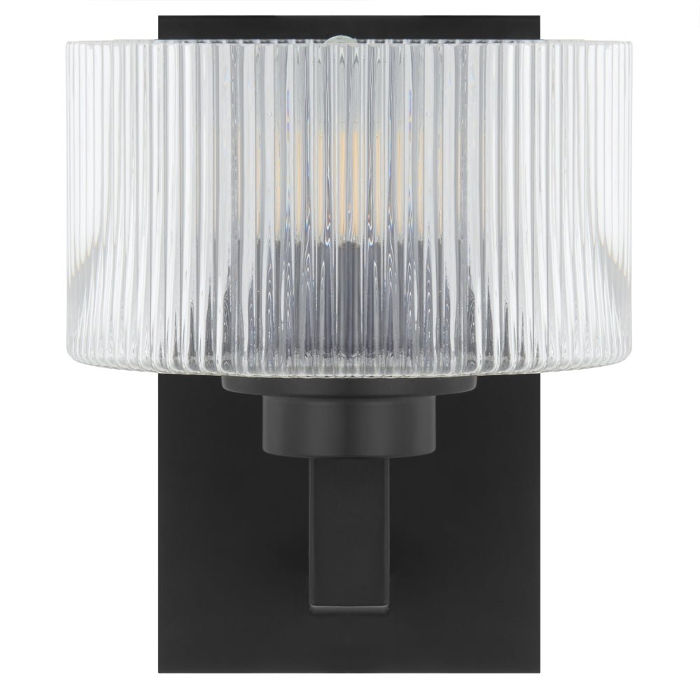 Telbix Moreno II Wall Light with Ribbed Glass Shades Available in Antique Gold, Black & Antique Silver