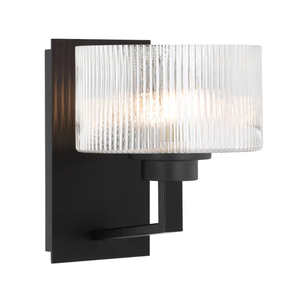 Telbix Moreno II Wall Light with Ribbed Glass Shades Available in Antique Gold, Black & Antique Silver